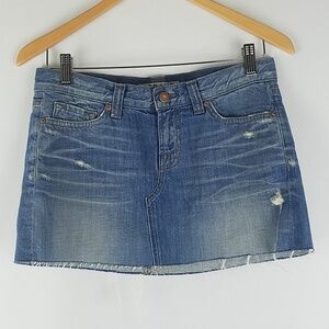 J Brand women 25 cutoff denim mini skirt raw hem Grungecore Gorpcore festival